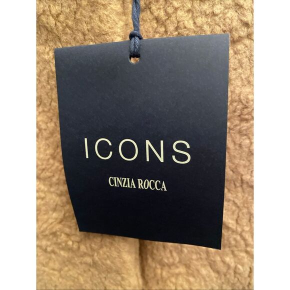 ICONS Cinzia Rocca Fitted Mid Length Coat Women's 12 Lt Camel Wool Blend L/S - Picture 8 of 12